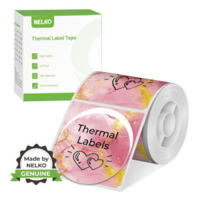 Rouleau d'Étiquettes Thermiques Rose Dégradé pour Étiqueteuse Nelko PM220 - 150 Feuilles