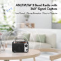 Audiocrazy Radio Portable FM/AM/SW1-2 Radio Multibande avec Batterie Rechargeable 1800 mAh, Câble AC Ou Radio FM Portable avec P