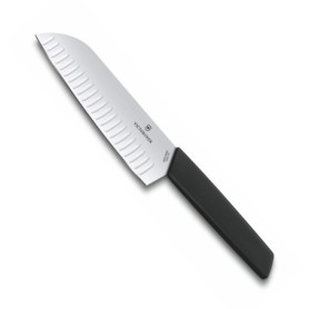 Couteau Santoku Victorinox Swiss Modern - Lame Alvéolée 17 cm Noir