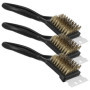 QWORK Lot de 3 Brosses à Gril en Laiton avec Grattoir en Acier Inoxydable