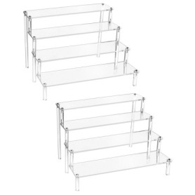 Présentoir Acrylique Transparent à 4 Niveaux - Lot de 2 pour Boulangerie et Décoration