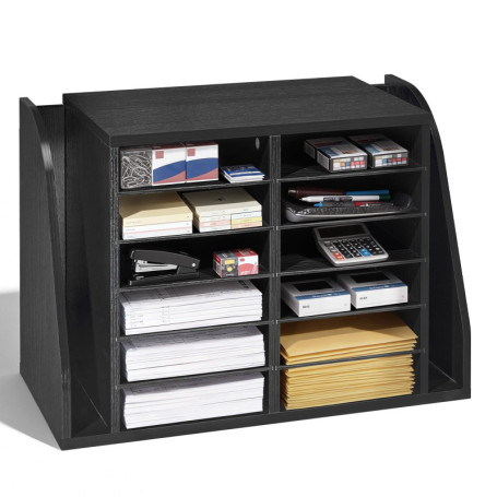 Organisateur de Bureau en Bois VEVOR avec 12 Cases pour Documents et Magazines
