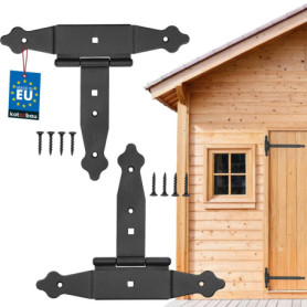 Lot de 2 charnières en croix KOTARBAU en acier noir pour portes et clôtures
