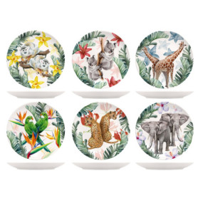 Set de 6 Assiettes Plates Exotiques en Porcelaine H&H - 26 cm