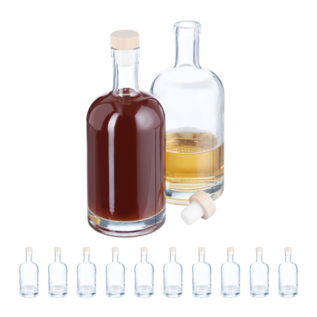 Set de 12 Bouteilles en Verre avec Bouchons Bois - 500 ML
