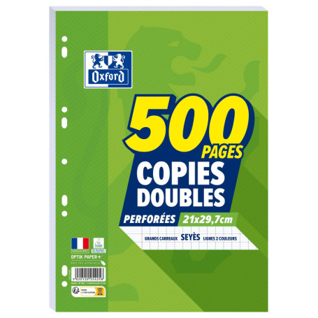 Papier Oxford Copies Doubles Grands Carreaux Seyès - 500 Pages 90g