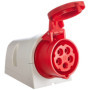 Prise Murale CEE Kopp 5 Broches 16A 400V Rouge avec Couvercle