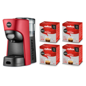 Cafetière Lavazza A Modo Mio Tiny Eco Rouge avec 64 capsules incluses