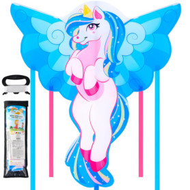 Cerf-volant Licorne Bleu et Violet pour Enfants - JOYIN