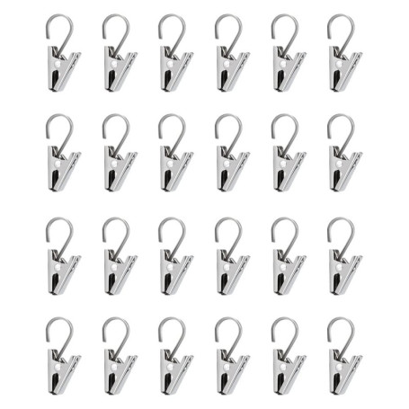 EXFU Lot de 24 Pinces à Rideaux en Métal Argenté