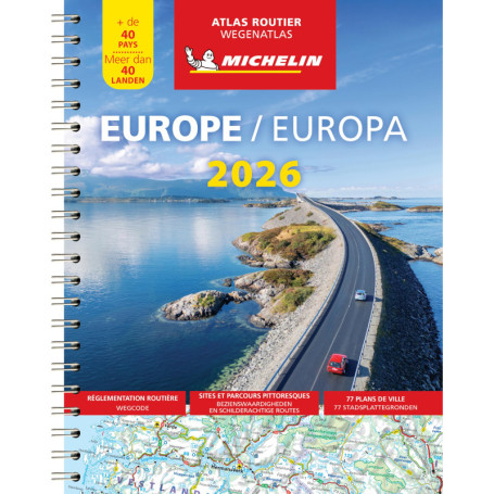 Atlas Routier et Touristique Europe 2026 - Format A4 Spirale