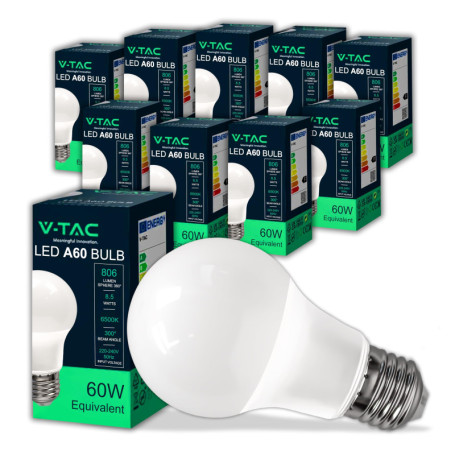 Pack de 10 Ampoules LED E27 8,5W Blanc Froid - Économie d'Énergie
