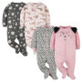 Lot de 4 Grenouillères Roses pour Bébés Filles - Gerber