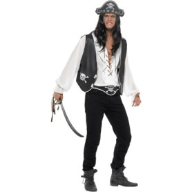 Déguisement de Pirate Noir avec Chapeau et Ceinture pour Halloween