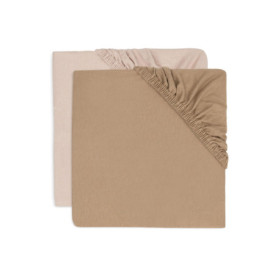 Lot de 2 Draps-Housses en Jersey pour Berceau - Rose Sauvage et Biscuit