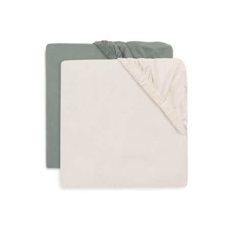 Lot de 2 Draps-Housses Jersey pour Berceau - Sea Green/Ivory