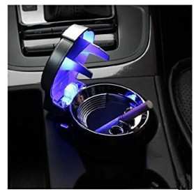 Cendrier Automobile avec Couvercle et LED Bleue - Hwydo