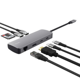 Trust Vylor Hub USB C 8-en-1 avec HDMI 4K, Ethernet et Lecteur de Cartes