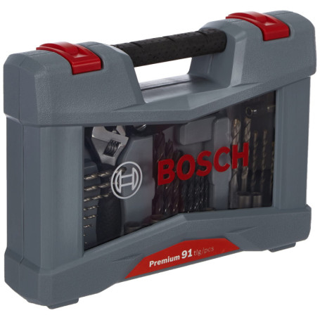 Ensemble Premium Bosch X-Line 91 Pièces : Embouts et Forets Variés