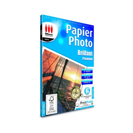 Papier Photo Brillant A4 235 g/m² - Micro Application - 20 Feuilles