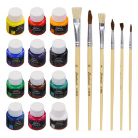 Kit de Peinture Textile Samlonge - 12 Couleurs Vives avec Pinceaux Inclus