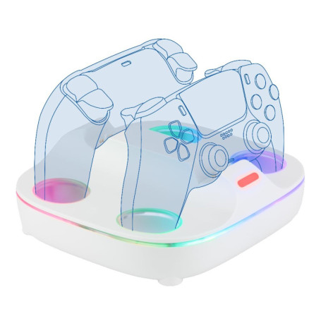 Station de Recharge Rapide pour 2 Manettes DualSense PS5 avec Éclairage RGB - Blanc