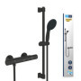 Ensemble Douche GROHE Precision Start Noir Mat avec Thermostatique et Pommeau Rond