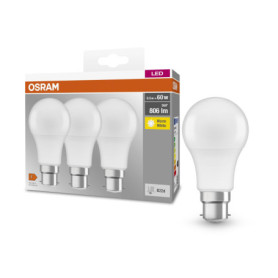 Pack de 3 Ampoules LED Osram B22D 8,5W - Lumière Blanche Chaude
