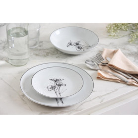 Service de Table en Porcelaine 18 pièces - Décor Floral pour 6 Personnes