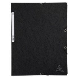 Exacompta Carton de 25 Chemises à Élastiques Noir - Pochettes 3 Rabats A4