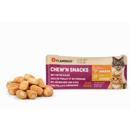 Friandises Chew'n Snack Rolls Poulet & Fromage pour Chien - Flamingo