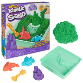 Kinetic Sand - Ensemble Bac à Sable Vert avec Outils et Rangement pour Enfants