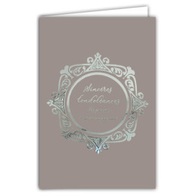 Carte de Condoléances Élégante avec Illustration Argentée - Format 12x17,5cm