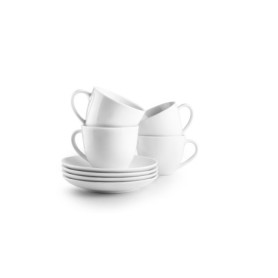 Set de 6 tasses en porcelaine avec soucoupes Castilla Blanca - 310 ml