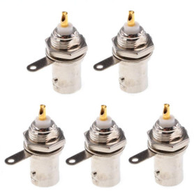 Pack de 5 Connecteurs BNC Femelle à Souder pour Montage sur Panneau