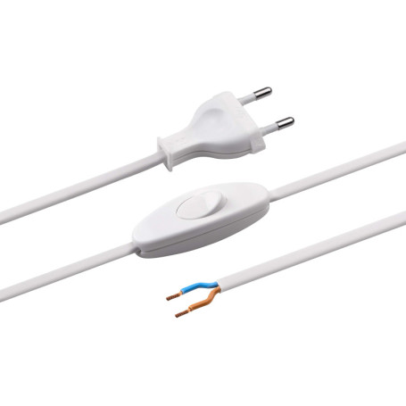 Câble d'alimentation européen Meister avec interrupteur - 2 m - Blanc
