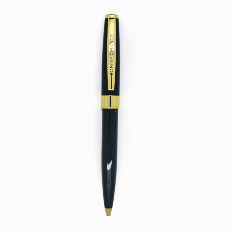 Stylo Bille Rétractable DRAEGER Paris 'BONNE CHANCE' - Bleu Nuit et Or en Boîte Cadeau
