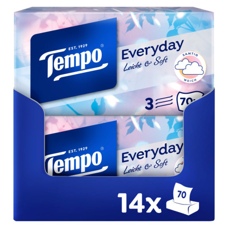 Tempo Light Box Megapack - 14 Boîtes de Mouchoirs Doux et Lavables