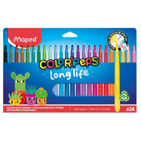Feutres Color'Peps Long Life Maped - 24 Couleurs Lavables et Résistants
