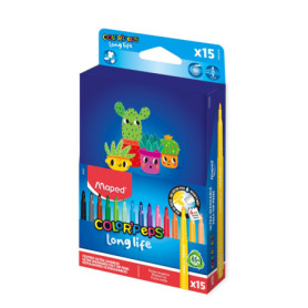 Feutres Color'Peps Long Life Maped - 15 Couleurs Lavables et Résistants