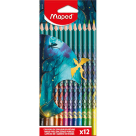 Maped - Pochette de 12 Crayons de Couleur Dragon pour Enfants - Ergonomiques et Résistants