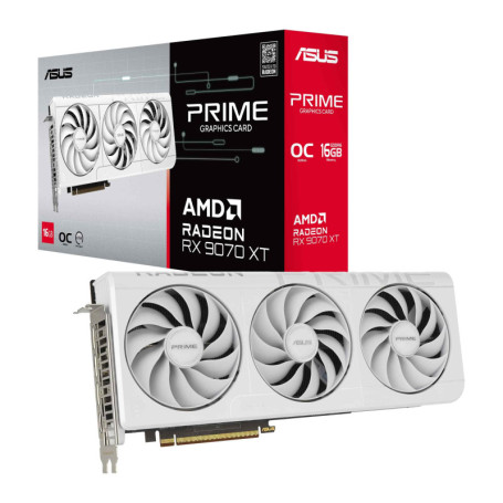 ASUS Prime Radeon RX 9070 XT 16GB GDDR6 - Carte Graphique OC Blanche