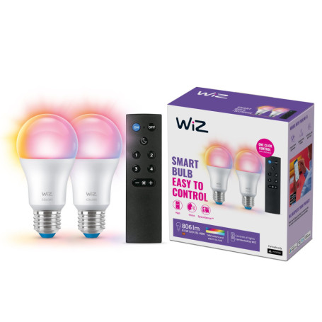 Kit de 2 Ampoules Connectées E27 Wi-Fi avec Télécommande - WiZ