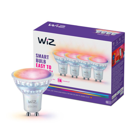 Pack de 4 Ampoules LED Connectées WiZ GU10 Multicolores en Verre