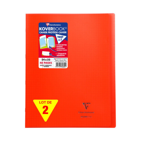 Lot de 2 Cahiers Agrafés Koverbook Rouges - 24x32 cm - Clairefontaine
