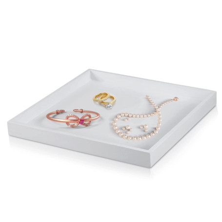 Plateau de Service Rectangulaire en Bois Blanc - Organiseur Décoratif Multi-usage