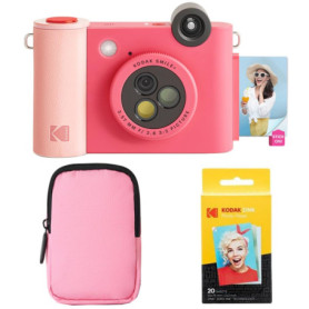 KODAK Smile+ Caméra Instantanée et Imprimante Photo Fuchsia - Pack Démarrage Inclus
