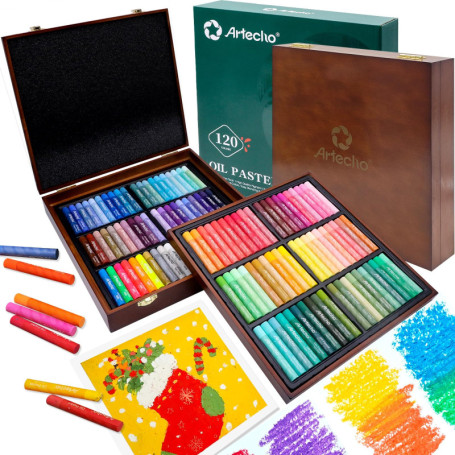 Artecho Lot de 120 Pastels à l'Huile Multicolores pour Artistes
