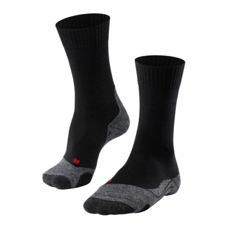 Chaussettes de Randonnée FALKE TK2 Explore M en Laine Mérinos - Anti-Ampoule, Noires, Taille 42-43