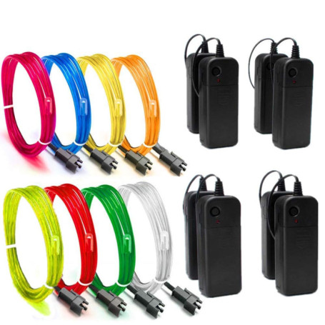 Guirlande Lumineuse Flexible Sunboia 8x1M EL Wire Neon Multicolore